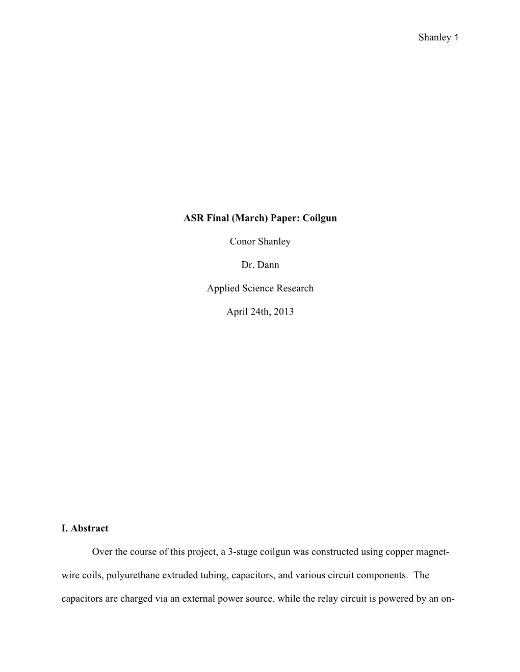 Paper: Coilgun Conor Shanley Dr. Dann