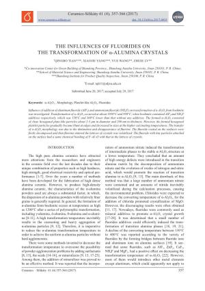 The Influences of Fluorides on the Transformation of Α-Alumina Crystals
