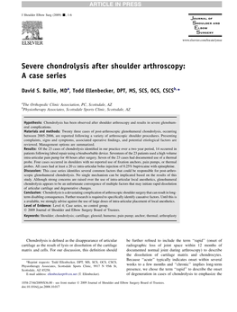 Severe Chondrolysis After Shoulder Arthroscopy: a Case Series