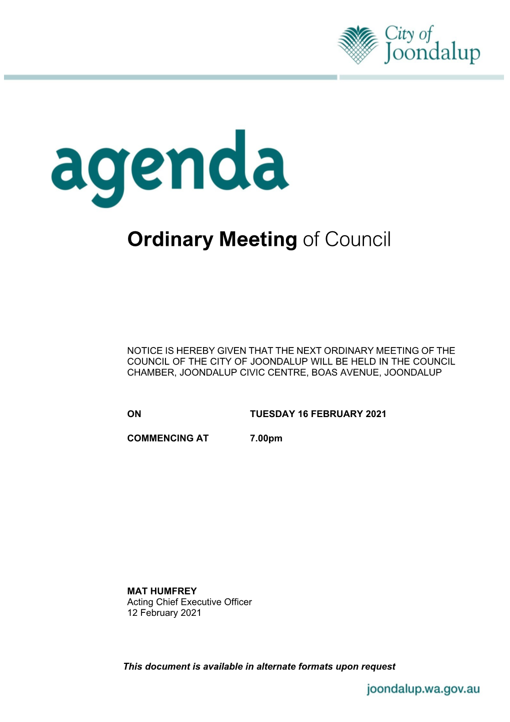 Ordinary Meeting of Council