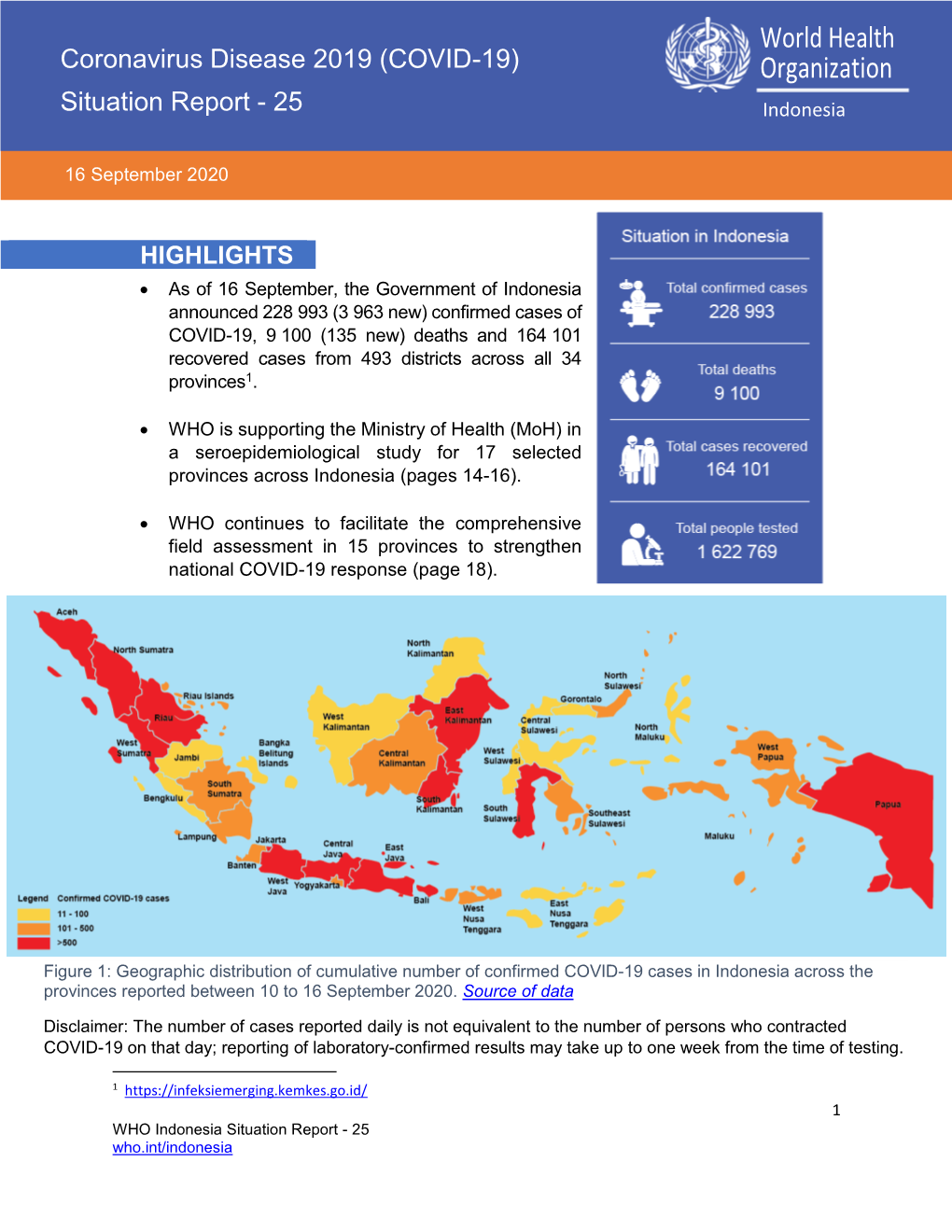 Situation Report - 25 Indonesia Situation Report - 7 Indonesia