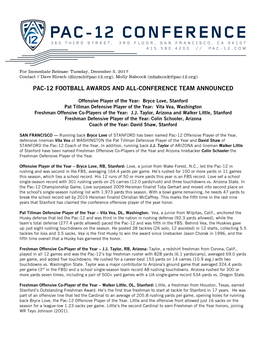 Pac-12 Football Awards and All-Conference Team Announced
