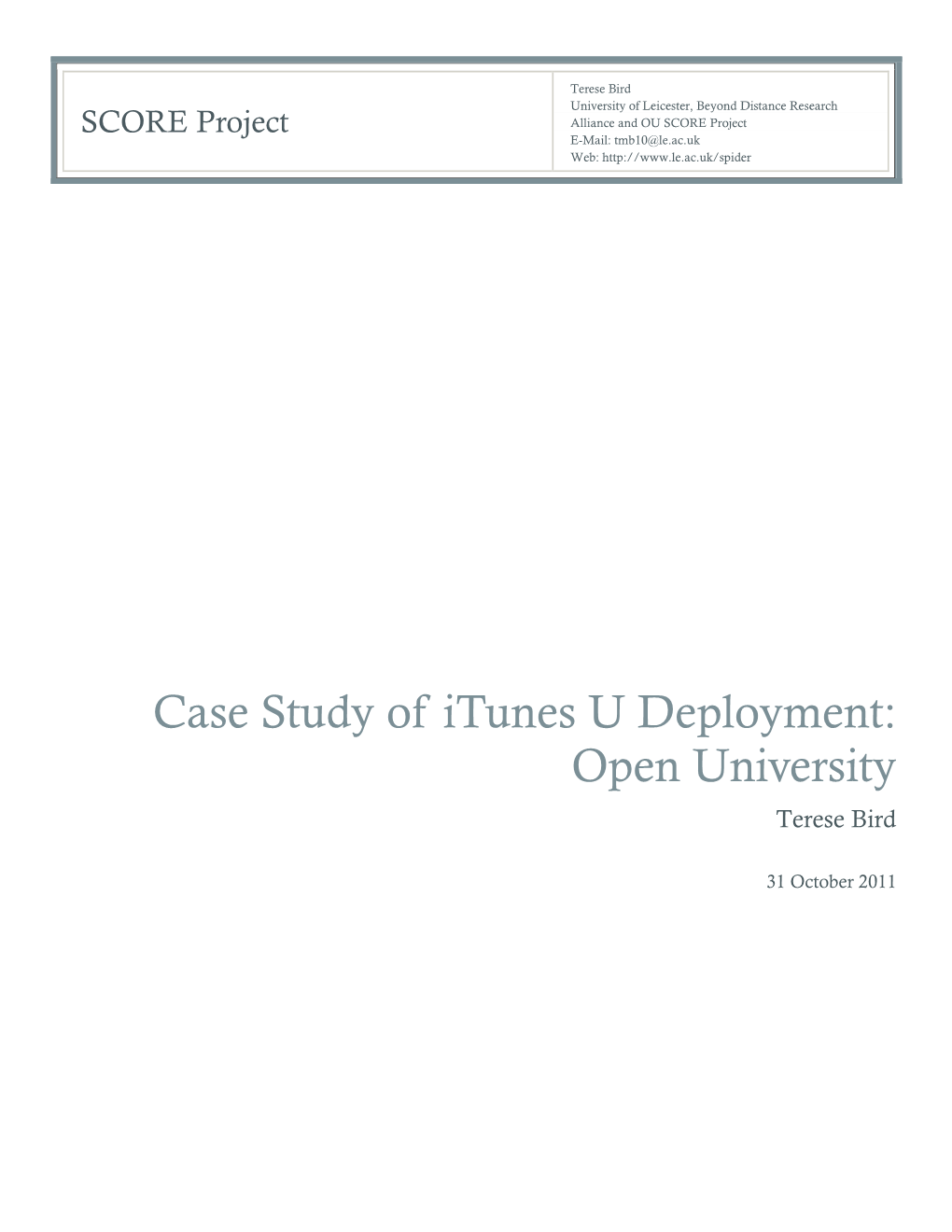Case Study of Itunes U Deployment: Open University Terese Bird