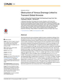 Obstruction of Venous Drainage Linked to Transient Global Amnesia