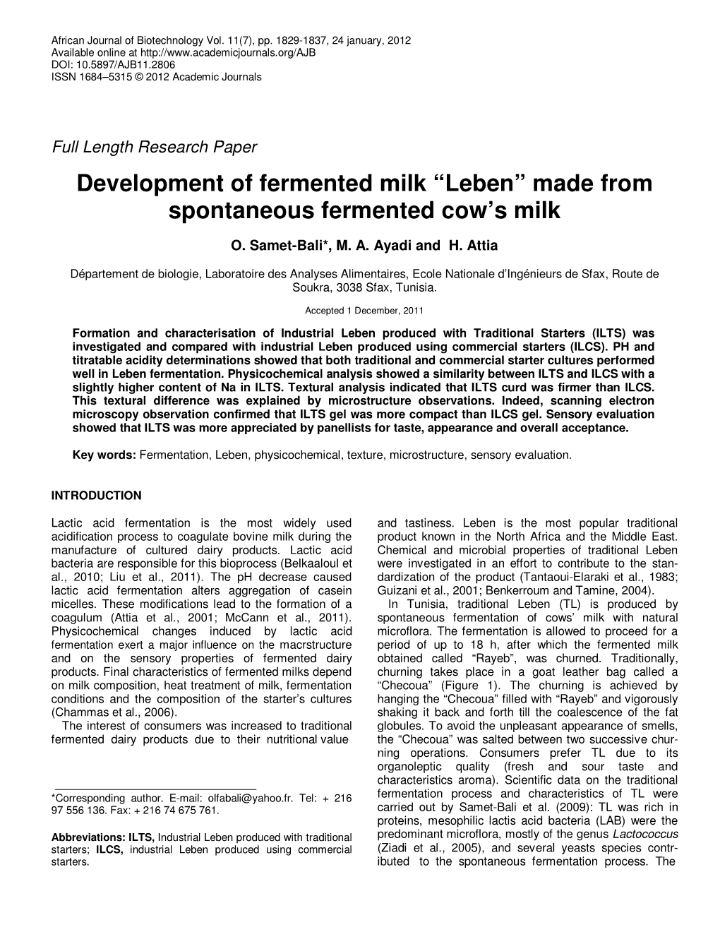 Development of Fermented Milk “Leben” Made from Spontaneous Fermented Cow’S Milk