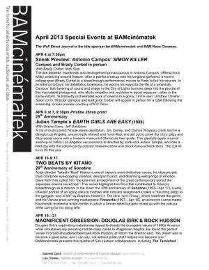 April 2013 Special Events at Bamcinématek