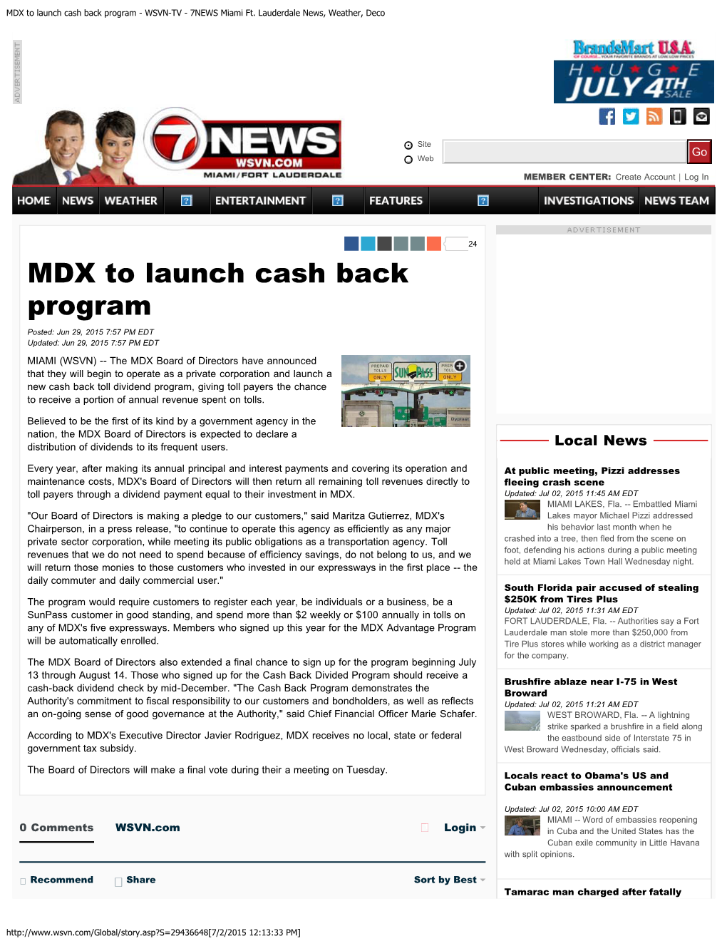 MDX to Launch Cash Back Program - WSVN-TV - 7NEWS Miami Ft