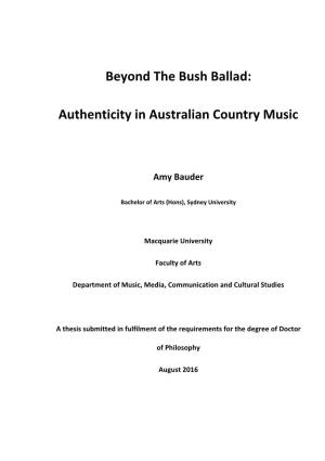 Beyond the Bush Ballad: Authenticity in Australian Country Music