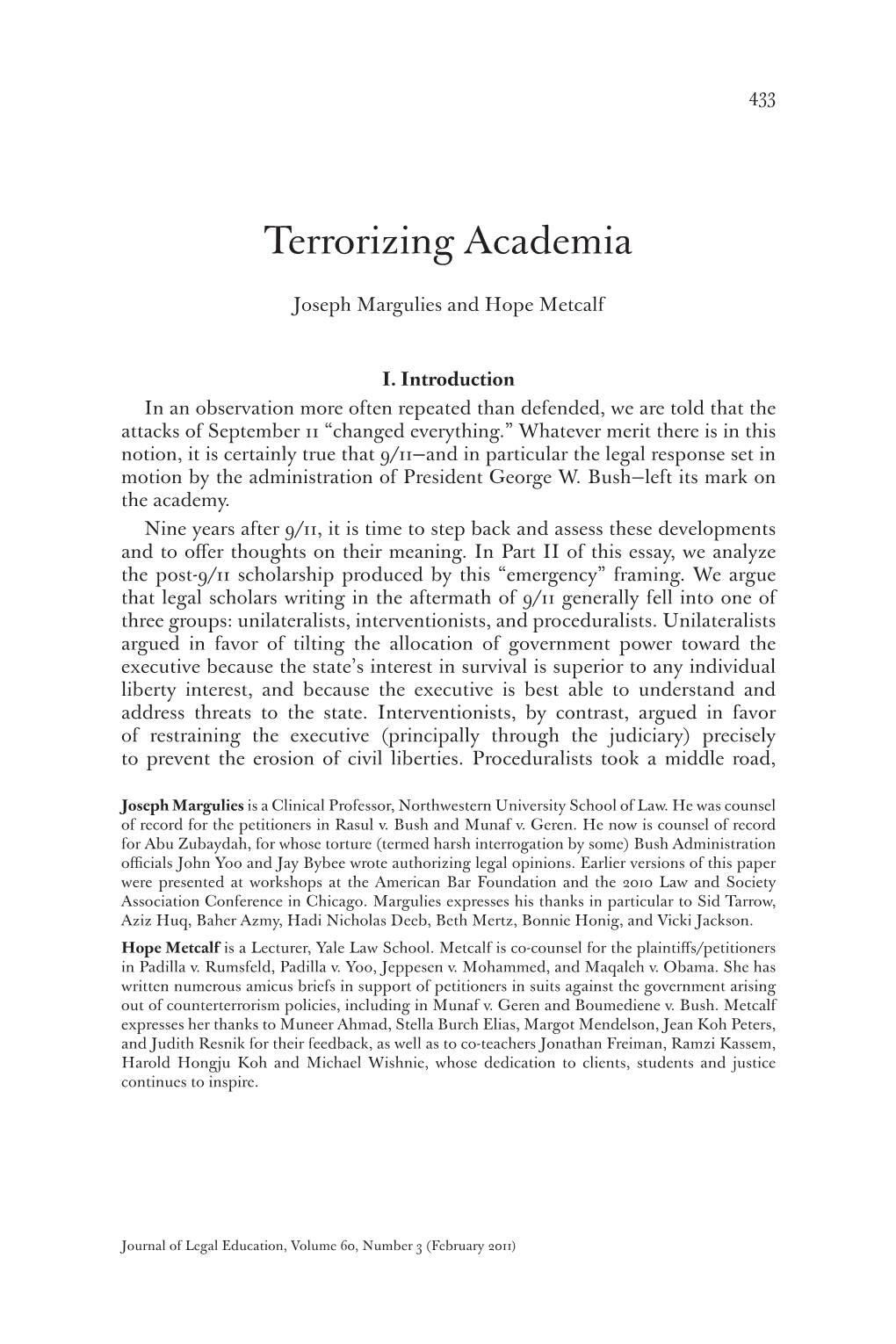 Terrorizing Academia