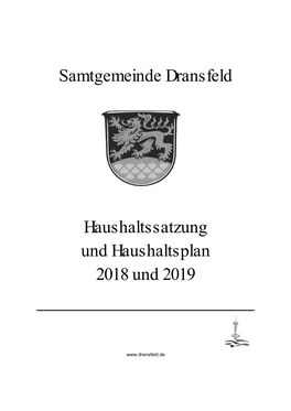 Samtgemeinde Dransfeld Haushaltssatzung Und Haushaltsplan 2018 Und 2019