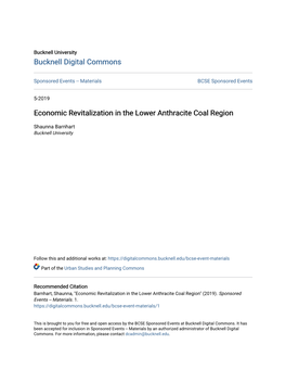 Economic Revitalization in the Lower Anthracite Coal Region