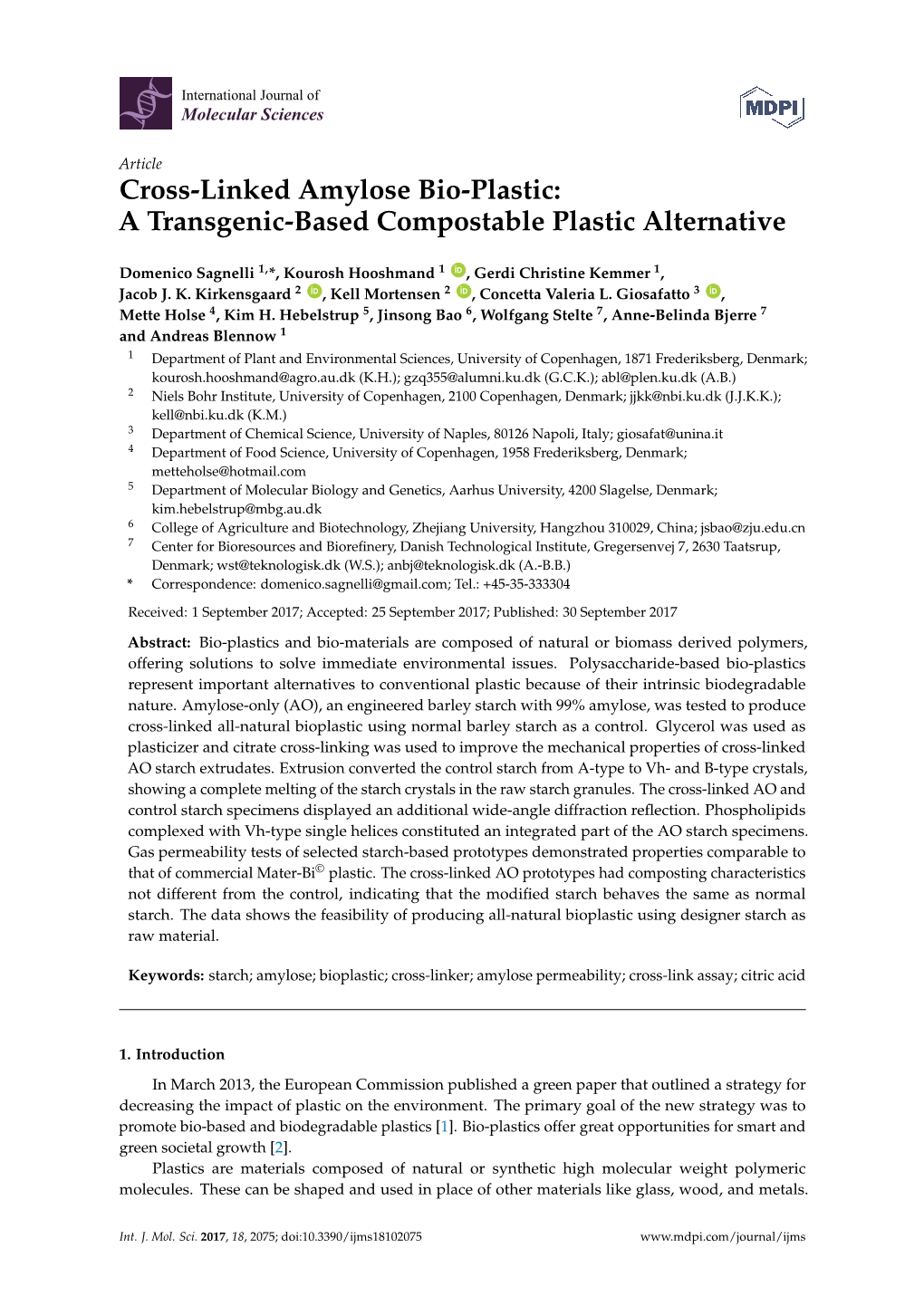 Cross-Linked Amylose Bio-Plastic: a Transgenic-Based Compostable Plastic Alternative