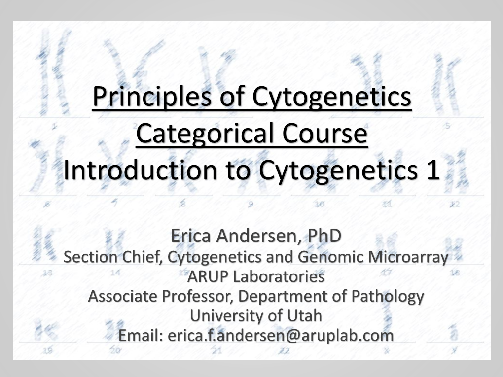 Cytogenetics Lecture 1