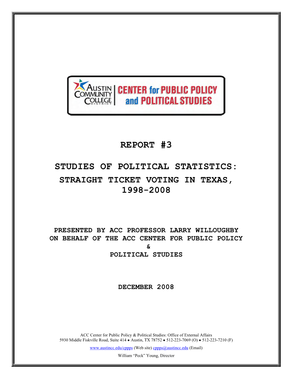 Straight Ticket Voting in Texas, 1998-2008