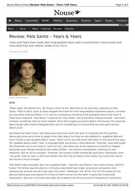 Review: Palo Santo – Years & Years | Nouse