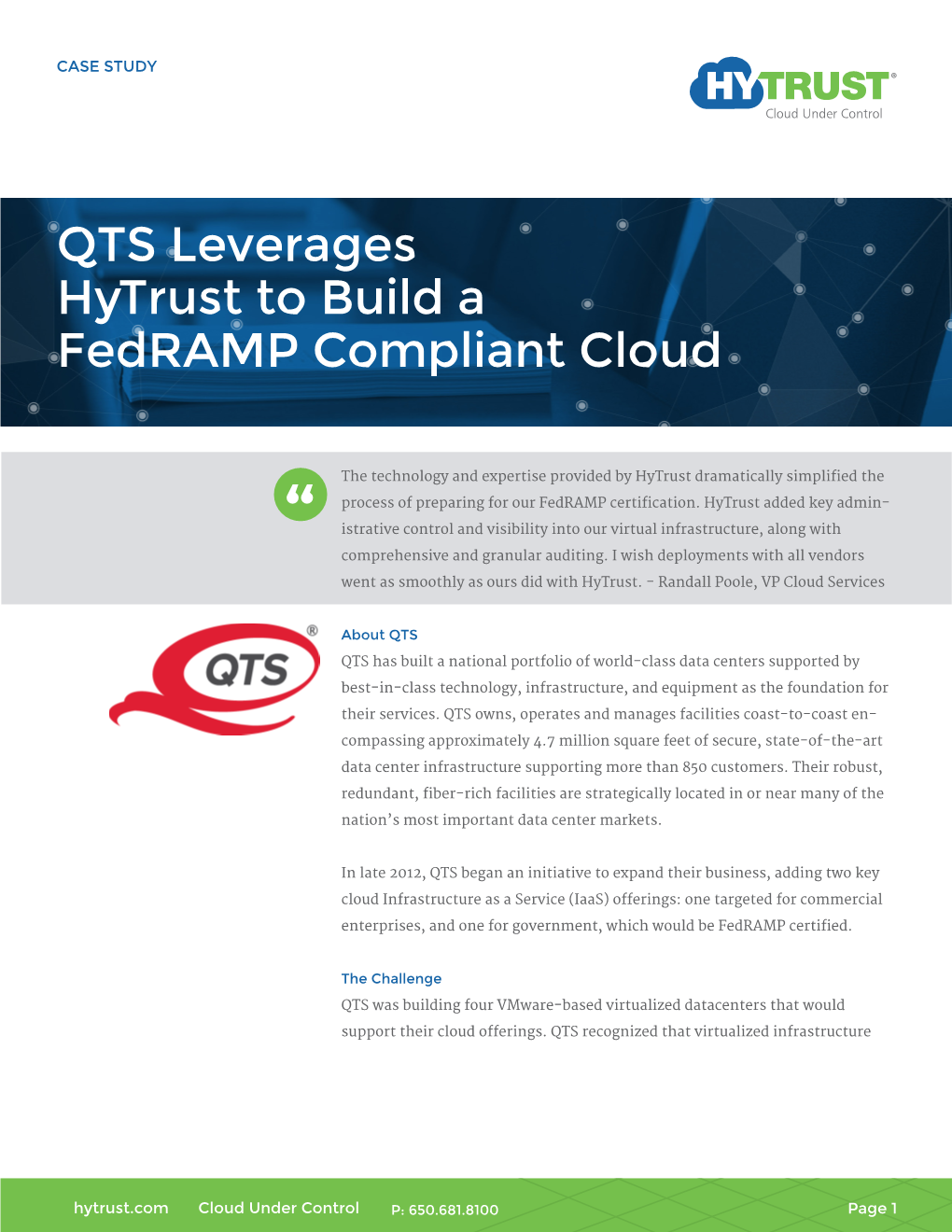 QTS Leverages Hytrust to Build a Fedramp Compliant Cloud