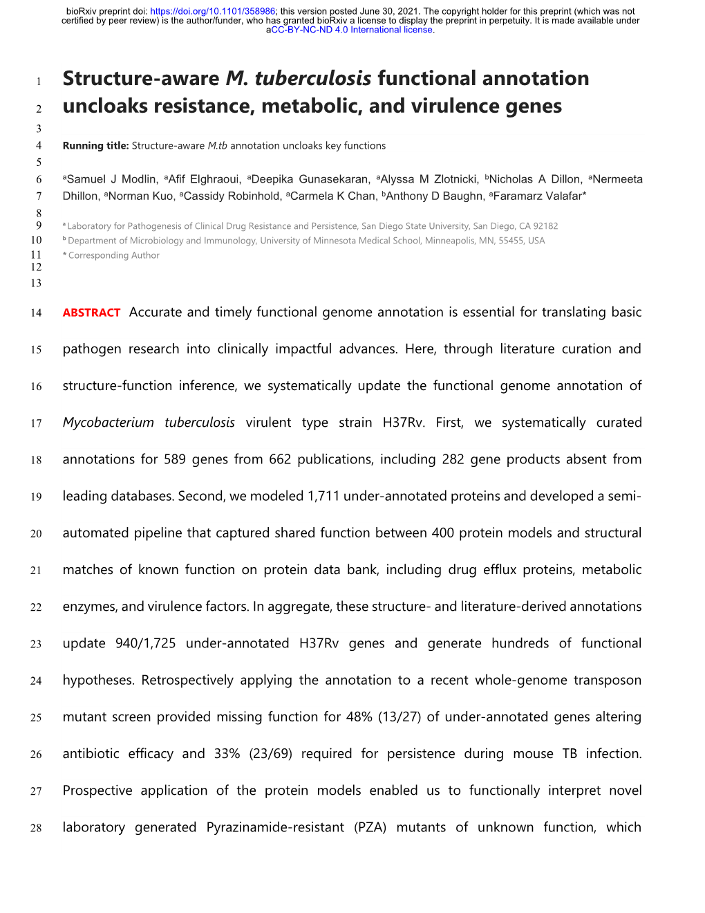 Structure-Aware M. Tuberculosis Functional Annotation