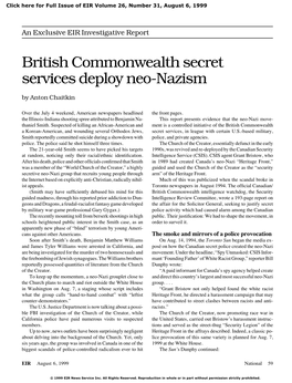 British Commonwealth Secret Services Deploy Neo-Nazism