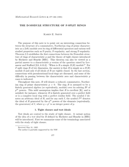 (1995) the D-MODULE STRUCTURE of F-SPLIT RINGS Karen E. Smith