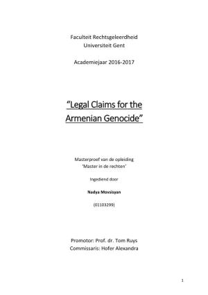 “Legal Claims for the Armenian Genocide”