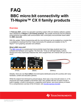 FAQ BBC Micro:Bit Connectivity with TI-Nspire™ CX II Family Products