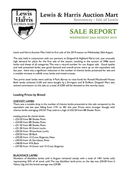 Sale Report 26Th Aug 19