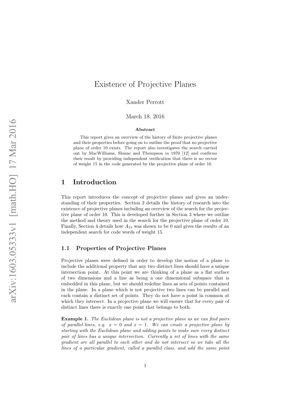 Existence of Projective Planes