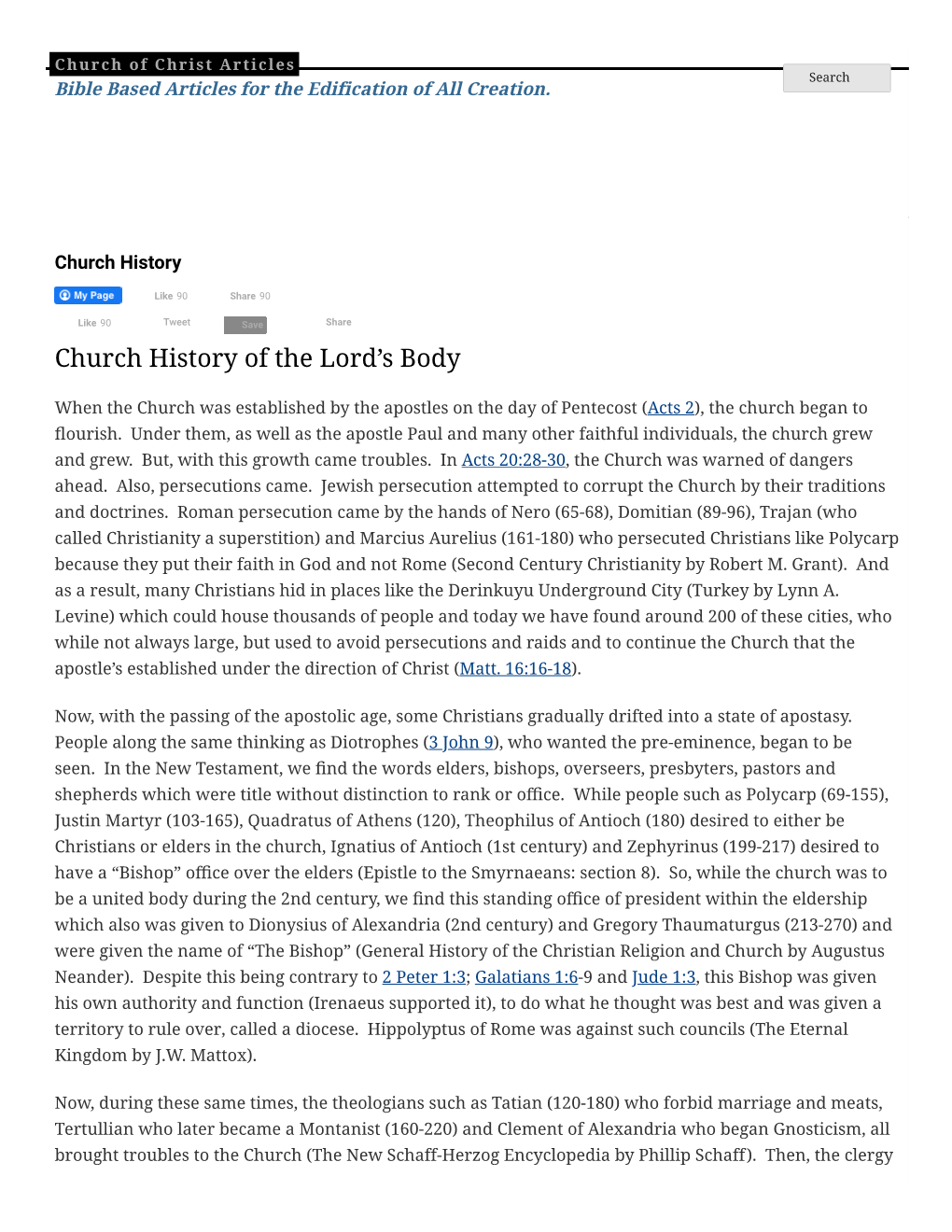Church History of the Lord's Body