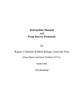 Instruction Manual and Frog Survey Protocols