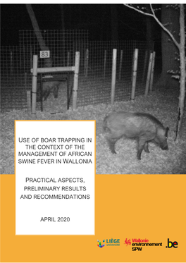 Use of Boar Trapping in the Context of the Management of African Swine Fever in Wallonia