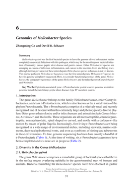 Genomics of Helicobacter Species 91