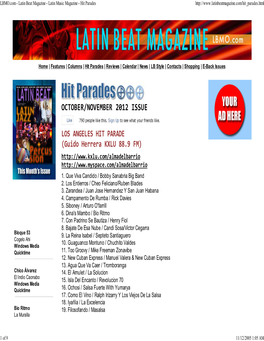 LBMO.Com - Latin Beat Magazine - Latin Music Magazine - Hit Parades