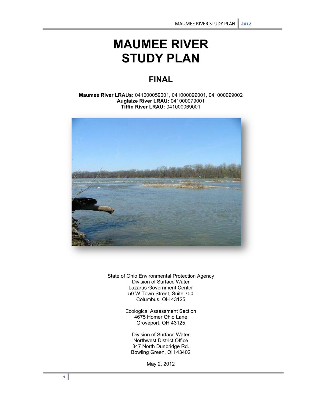 Maumee River Study Plan