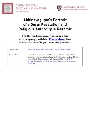 Abhinavagupta's Portrait of a Guru: Revelation and Religious Authority in Kashmir