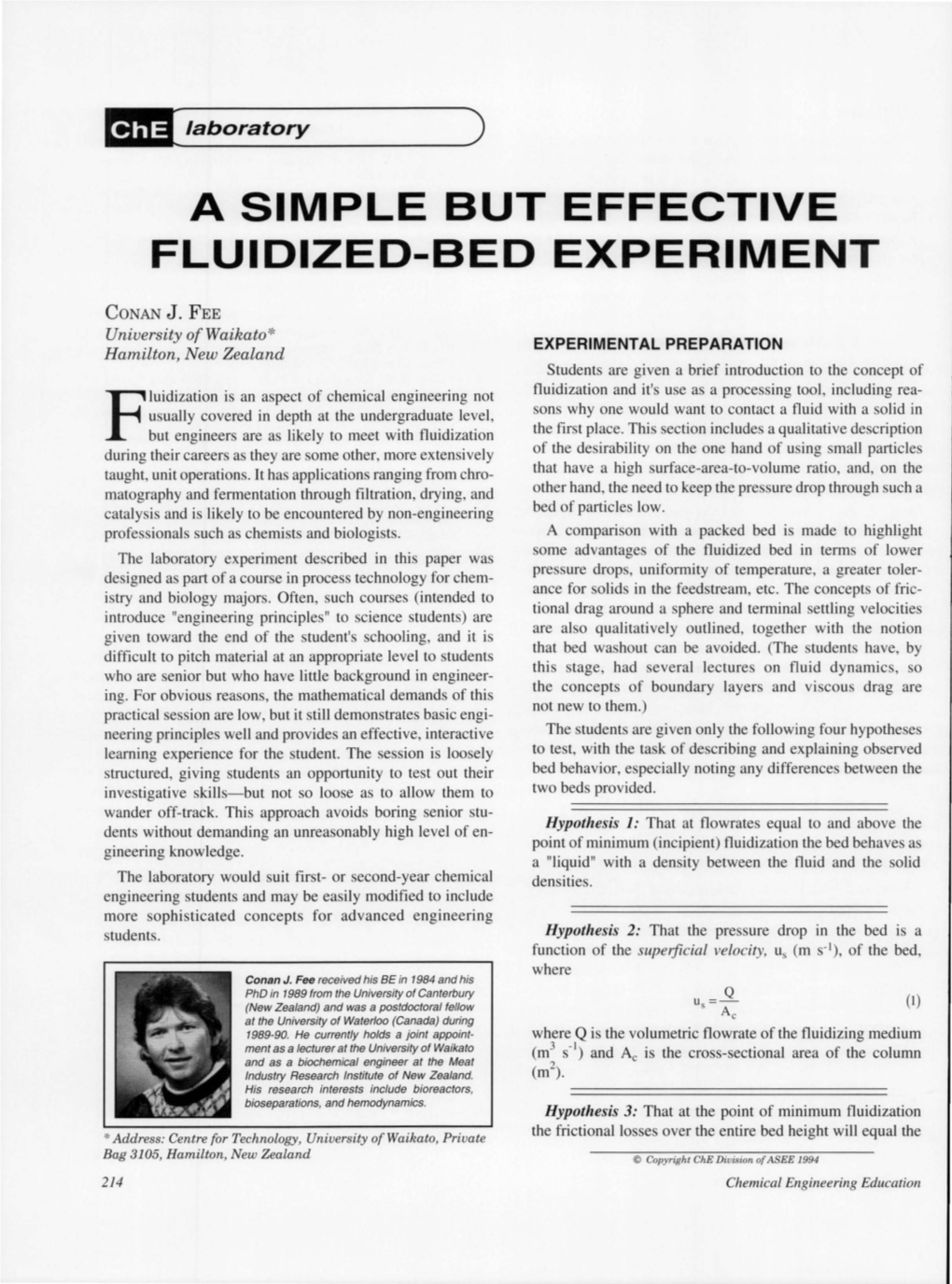 A Simple but Effective Fluidized-Bed Experiment