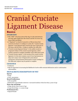 Cranial Cruciate Ligament Disease