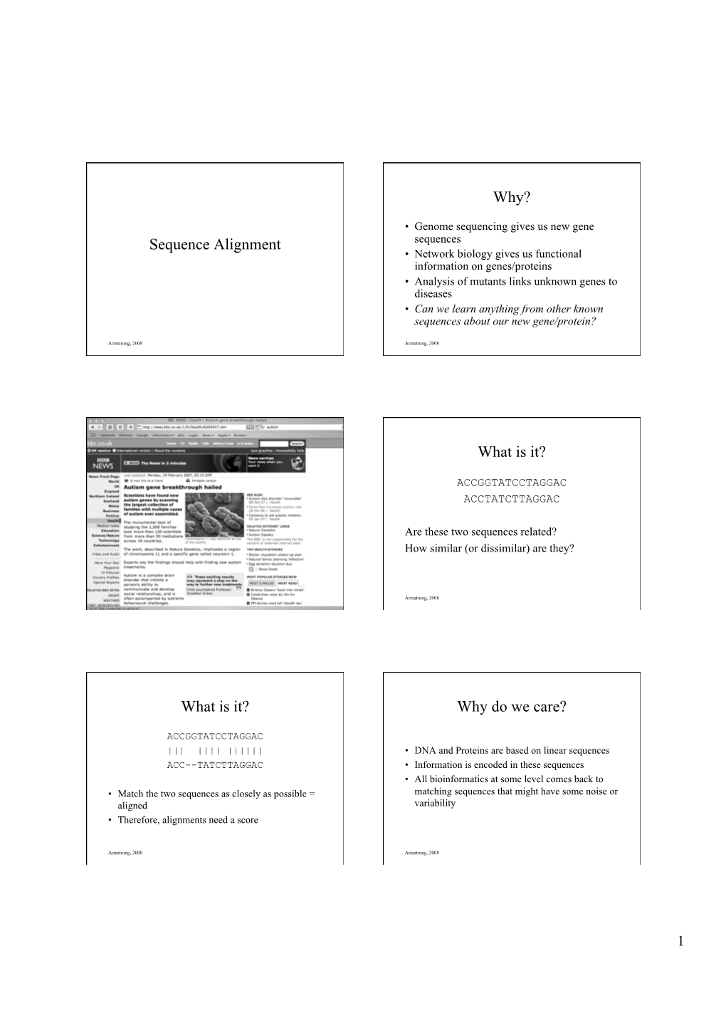 Sequence Alignment Why? What Is It? What Is It? Why Do We Care?