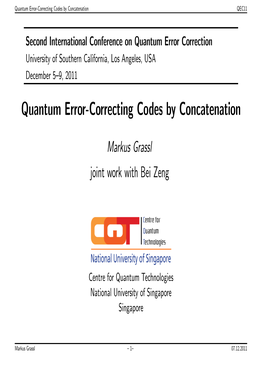 Quantum Error-Correcting Codes by Concatenation QEC11