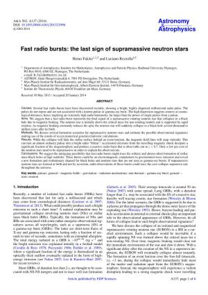 Fast Radio Bursts: the Last Sign of Supramassive Neutron Stars