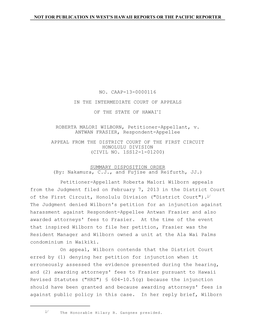 No. Caap-13-0000116 in the Intermediate Court of Appeals of the State of Hawai'i