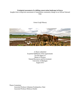 Ecological Assessment of a Shifting Conservation Landscape in Kenya Insights from a Long-Term Assessment of Mammalian Community Change in an African National Park