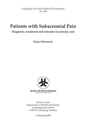 Patients with Subacromial Pain Diagnosis, Treatment and Outcome in Primary Care