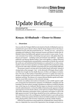 Kenya: Al-Shabaab – Closer to Home