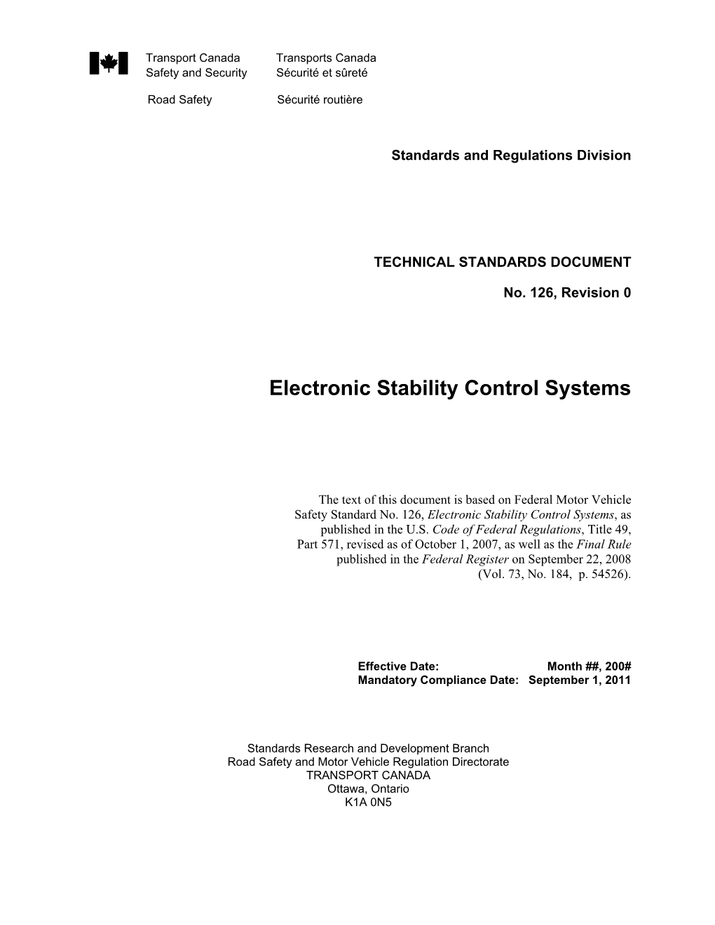 Electronic Stability Control Systems