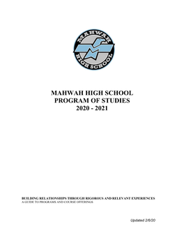 Mahwah High School Program of Studies 2020 - 2021