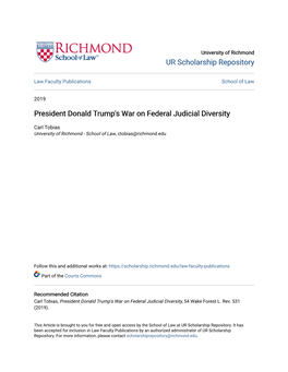 President Donald Trump's War on Federal Judicial Diversity