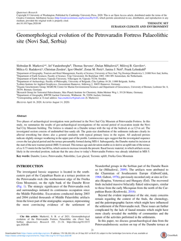 Geomorphological Evolution of the Petrovaradin Fortress Palaeolithic Site (Novi Sad, Serbia)
