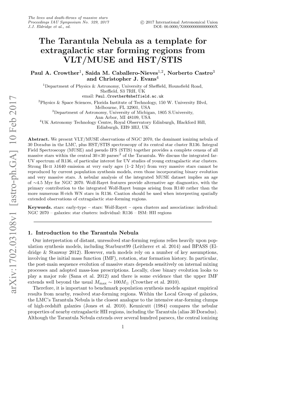 Arxiv:1702.03108V1 [Astro-Ph.GA] 10 Feb 2017 Results from Nearby, Resolved Star-Forming Regions