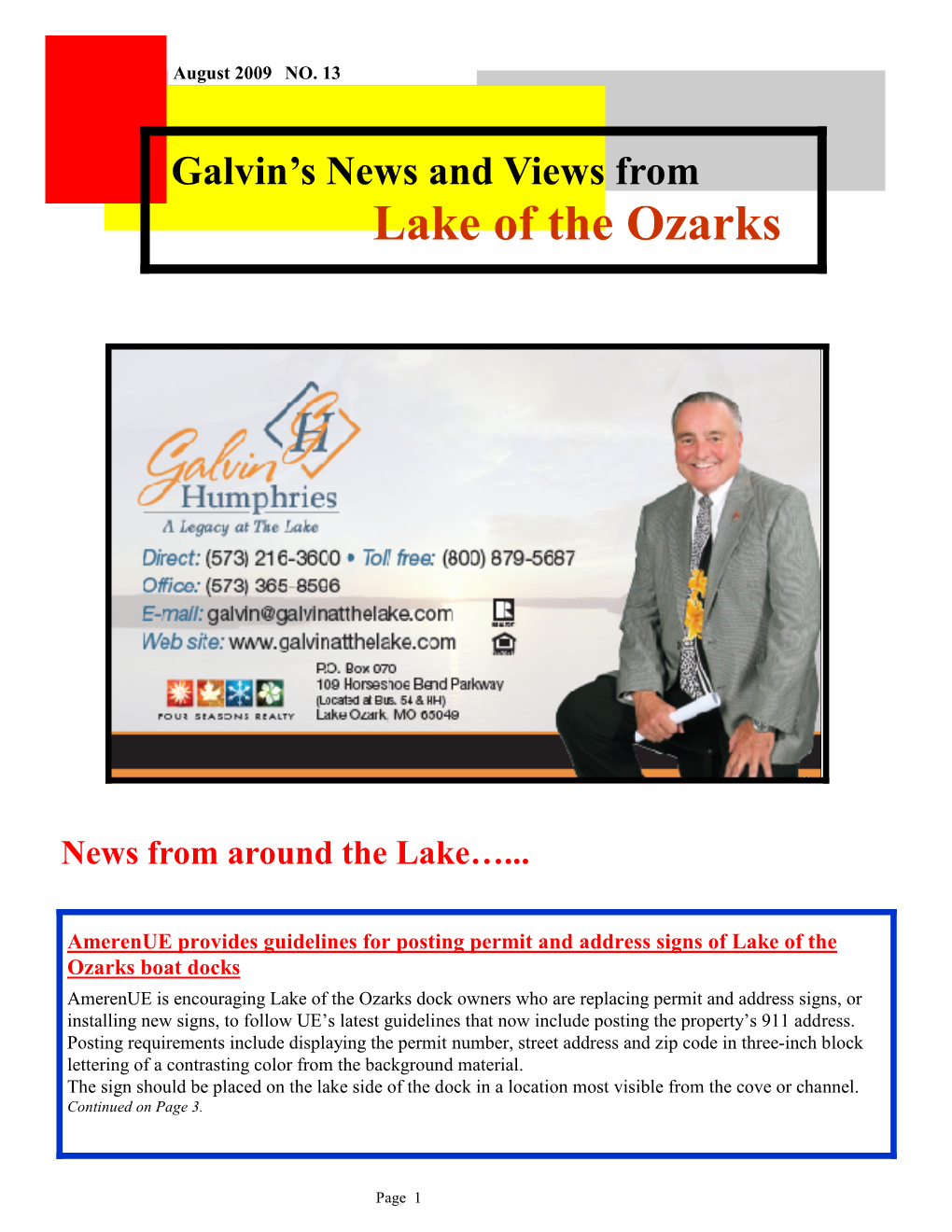 Galvin's News and Views from Lake of the Ozarks