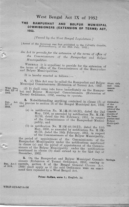 West Bengal Act IX of 1952